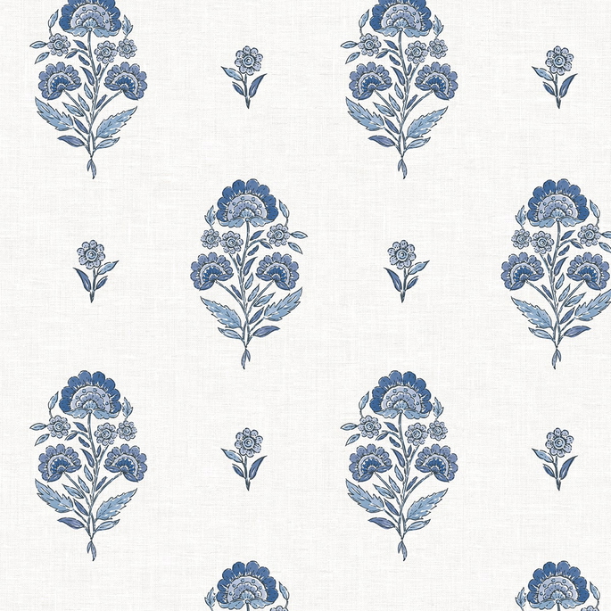 NextWall Peel &amp; Stick Floral Spot Delft Blue Wallpaper image 1 of 7