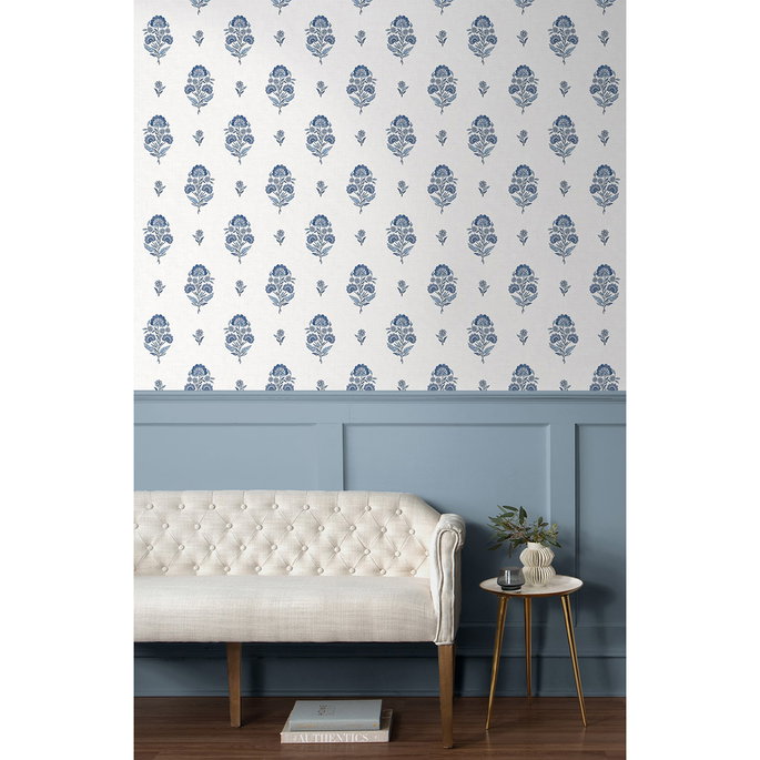 NextWall Peel &amp; Stick Floral Spot Delft Blue Wallpaper image 5 of 7