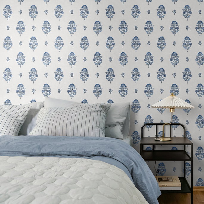 NextWall Peel &amp; Stick Floral Spot Delft Blue Wallpaper image 6 of 7