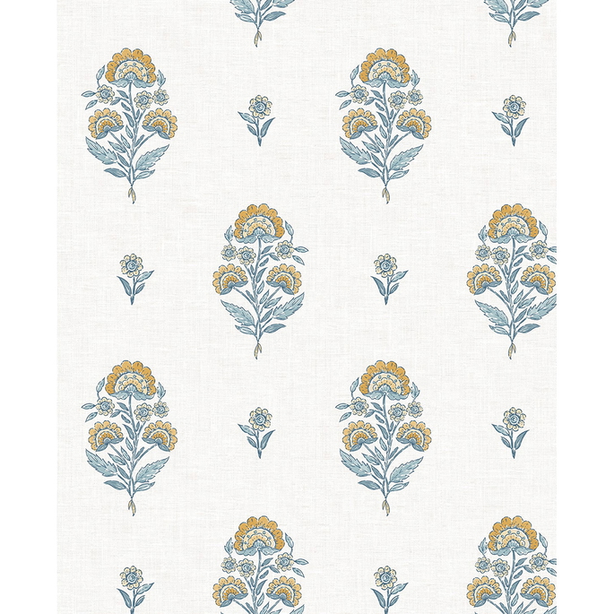 NextWall Peel &amp; Stick Floral Spot Marigold &amp; Seabreeze Wallpaper image 1 of 7