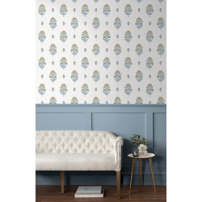 NextWall Peel &amp; Stick Floral Spot Marigold &amp; Seabreeze Wallpaper image 5 of 7