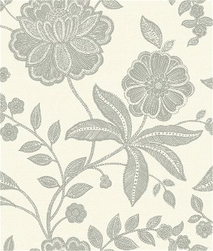 Seabrook Designs Jacobean Floral Trail Metallic Pearl & Gray Wallpaper