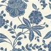 Seabrook Designs Jacobean Floral Trail Metallic Pearl & Blue Wallpaper - Image 1