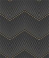Seabrook Designs Chevron Stripe Ebony & Metallic Gold Wallpaper