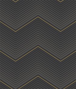 Seabrook Designs Chevron Stripe Ebony & Metallic Gold Wallpaper