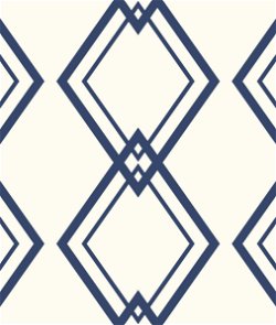 Seabrook Designs Diamond Link Geometric White & Cobalt Blue Wallpaper