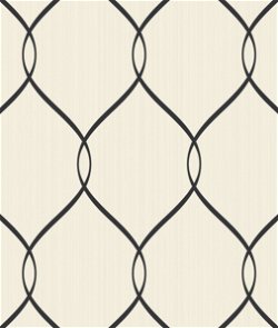 Seabrook Designs Ogee Ribbon Contemporary Metallic Pearl & Ebony Wallpaper