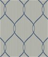 Seabrook Designs Ogee Ribbon Contemporary Metallic Silver & Blue Wallpaper