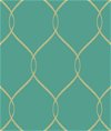 Seabrook Designs Ogee Ribbon Contemporary Metallic Gold & Teal Wallpaper