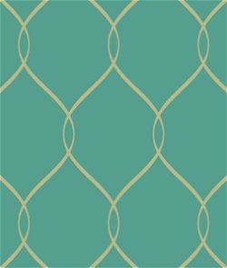 Seabrook Designs Ogee Ribbon Contemporary Metallic Gold & Teal Wallpaper
