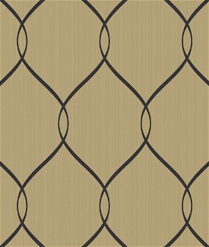 Seabrook Designs Ogee Ribbon Contemporary Metallic Gold & Ebony Wallpaper