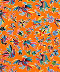 Orange Aztec Oilcloth Fabric