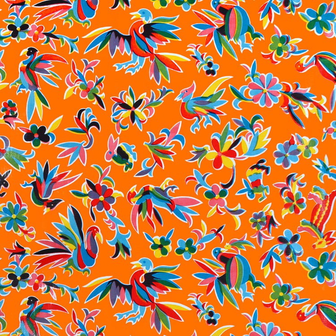 Orange Aztec Oilcloth Fabric image 1 of 1