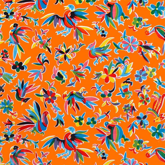 Orange Aztec Oilcloth Fabric