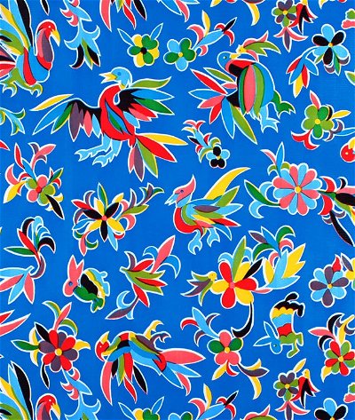 Royal Blue Aztec Oilcloth Fabric