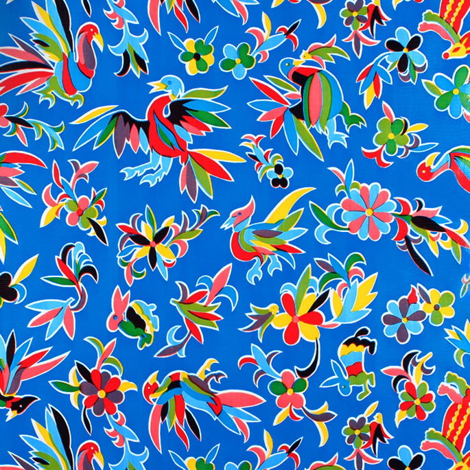 Royal Blue Aztec Oilcloth Fabric image 1 of 1