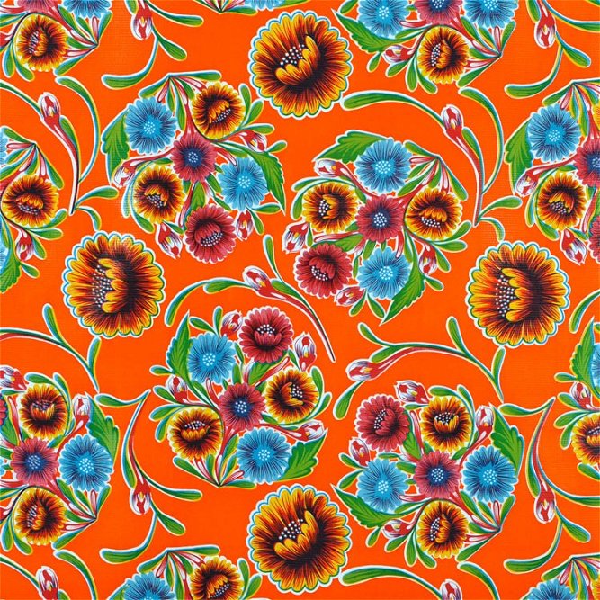 Orange Bloom Oilcloth Fabric