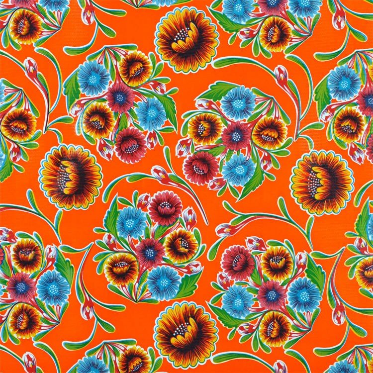 Orange Bloom Oilcloth Fabric