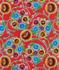 Red Bloom Oilcloth