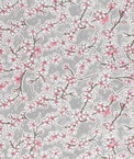 Gray Cherry Blossoms Oilcloth Fabric