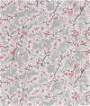 Gray Cherry Blossoms Oilcloth