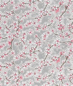 Gray Cherry Blossoms Oilcloth