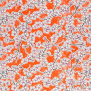 Orange Cherry Blossoms Oilcloth Fabric