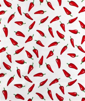 Red/White Chiles Oilcloth Fabric