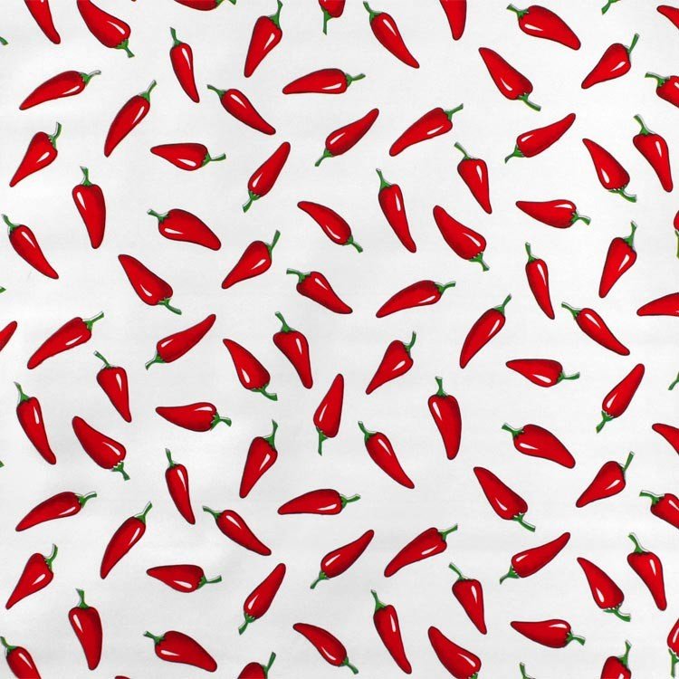Red/White Chiles Oilcloth Fabric