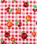 Red Gingham Fruit Oilcloth Fabric