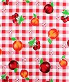 Red Gingham Fruit Oilcloth