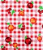 Red Gingham Fruit Oilcloth Fabric