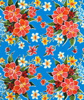 Blue Hibiscus Oilcloth Fabric