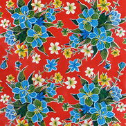Red Hibiscus Oilcloth Fabric