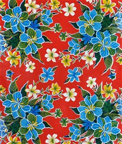 Red Hibiscus Oilcloth