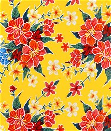 Yellow Hibiscus Oilcloth Fabric