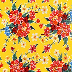 Yellow Hibiscus Oilcloth Fabric