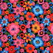 Black Lluvia de Flores Oilcloth Fabric