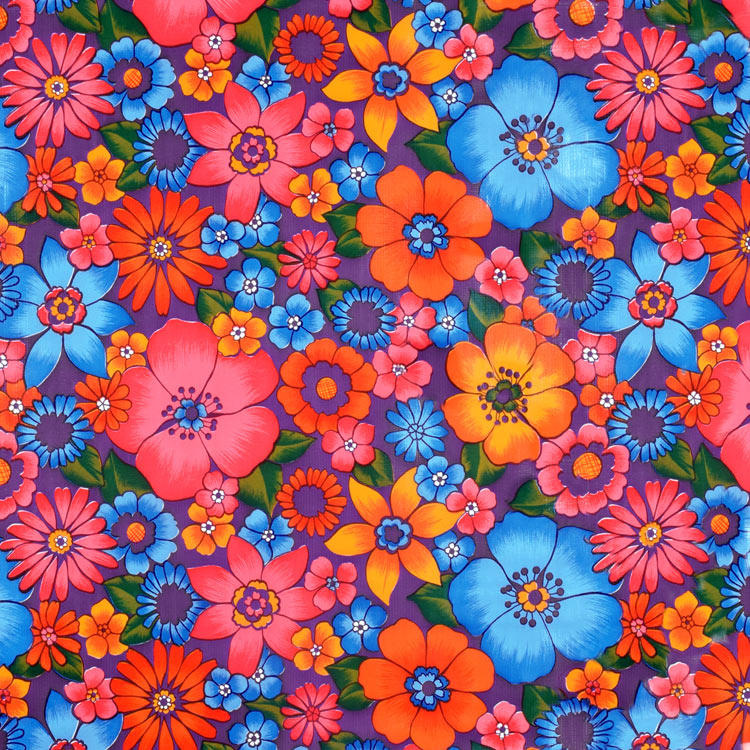 Purple Lluvia de Flores Oilcloth Fabric