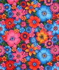 Strong Blue Lluvia de Flores Oilcloth Fabric