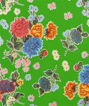 Lime Green Mums Oilcloth Fabric