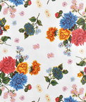 White Mums Oilcloth Fabric