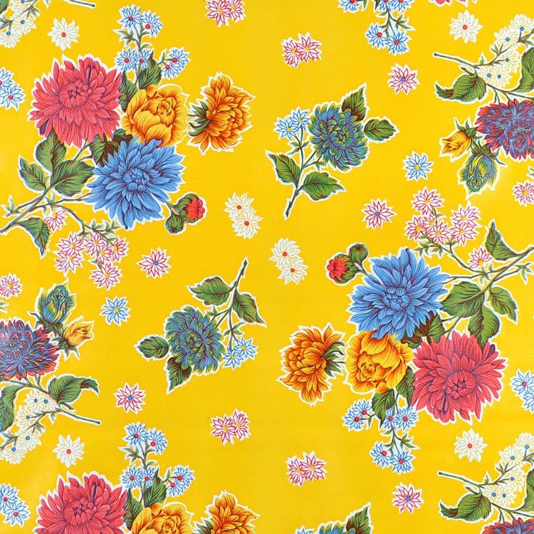 Yellow Mums Oilcloth Fabric