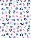 Navy Blue/Red Nautical Oilcloth Fabric