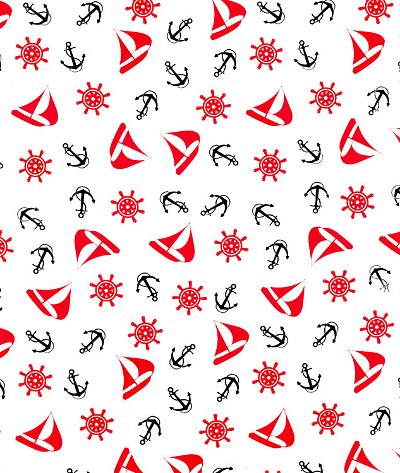 Red/Black Nautical Oilcloth Fabric