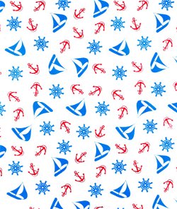 Royal Blue/Red Nautical Oilcloth