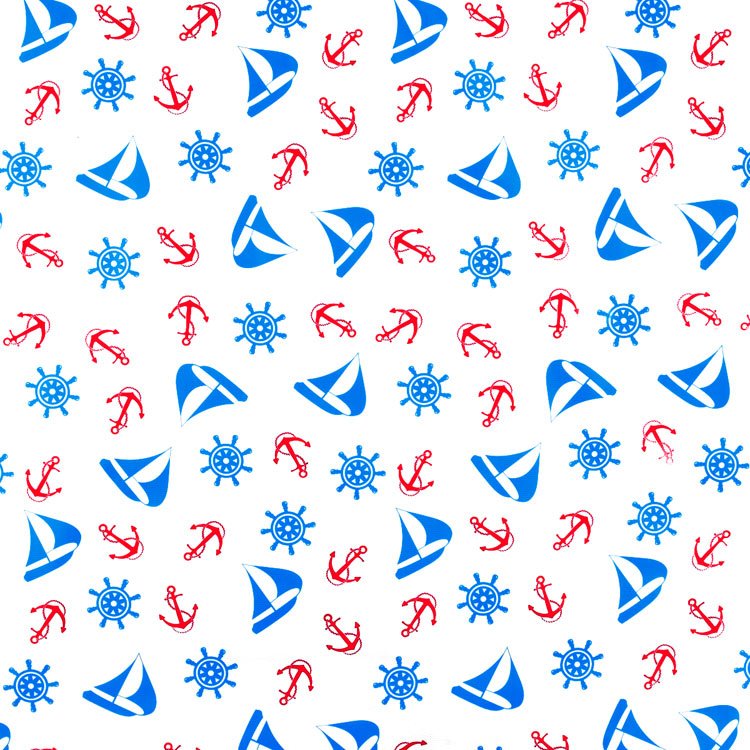 Royal Blue/Red Nautical Oilcloth Fabric