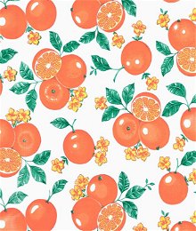 White Oranges Oilcloth Fabric