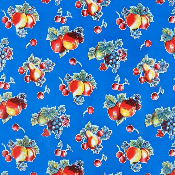 Blue Pears &amp; Apples Oilcloth Fabric