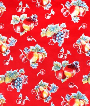 Red Pears & Apples Oilcloth Fabric